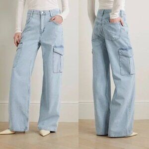 AGOLDE Minka High Rise Cargo Wide Leg Jeans Blue Organic Cotton 32 x 32 EUC